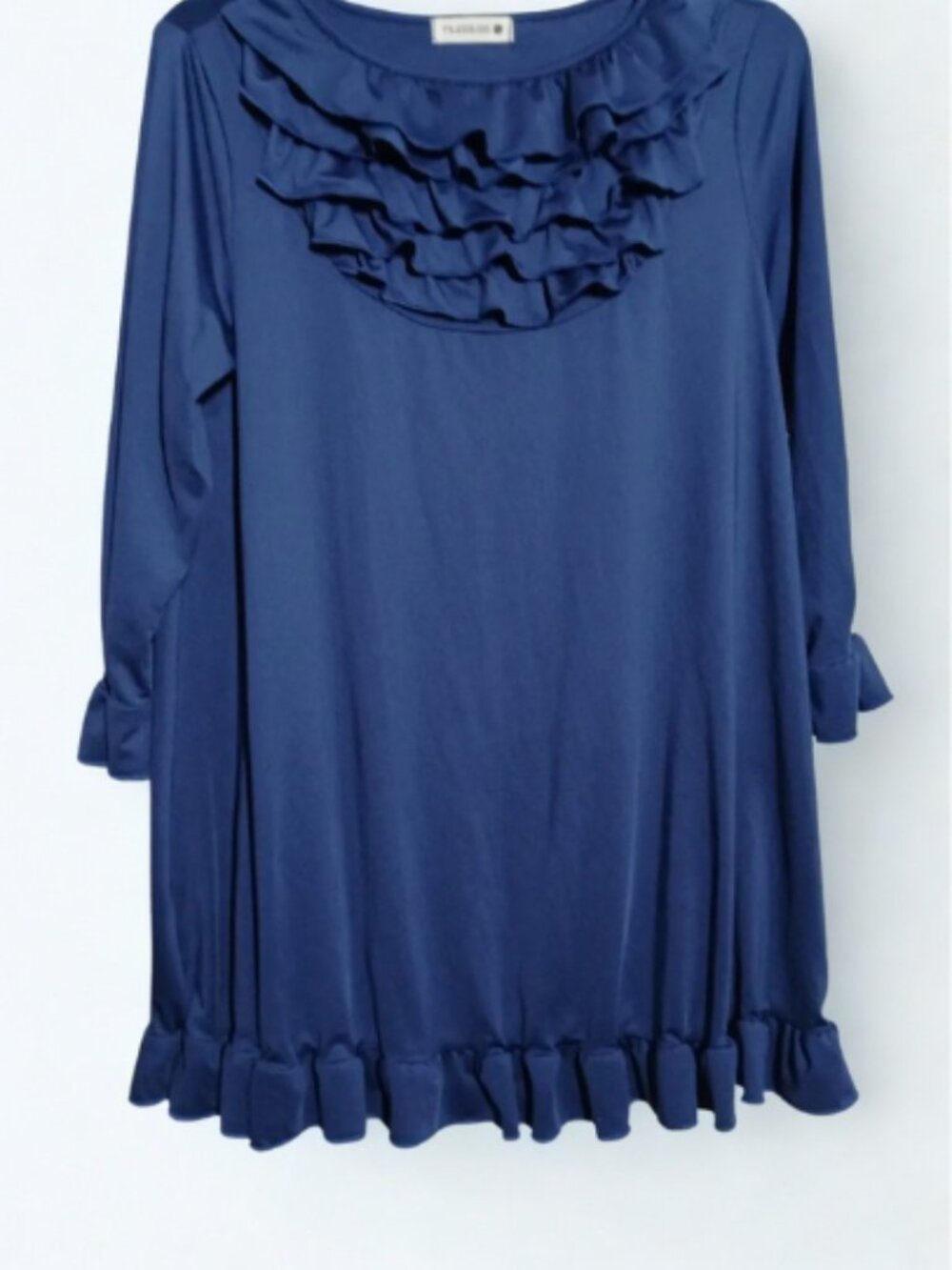 Navy Ruffle Blouse - Picture 2 of 5